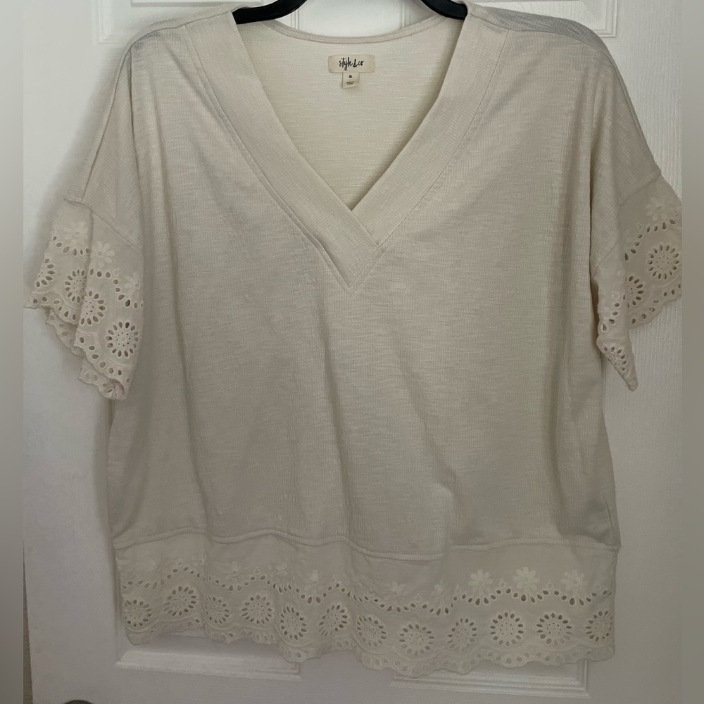 Style & Co V Neck Short Sleeves T-Shirt